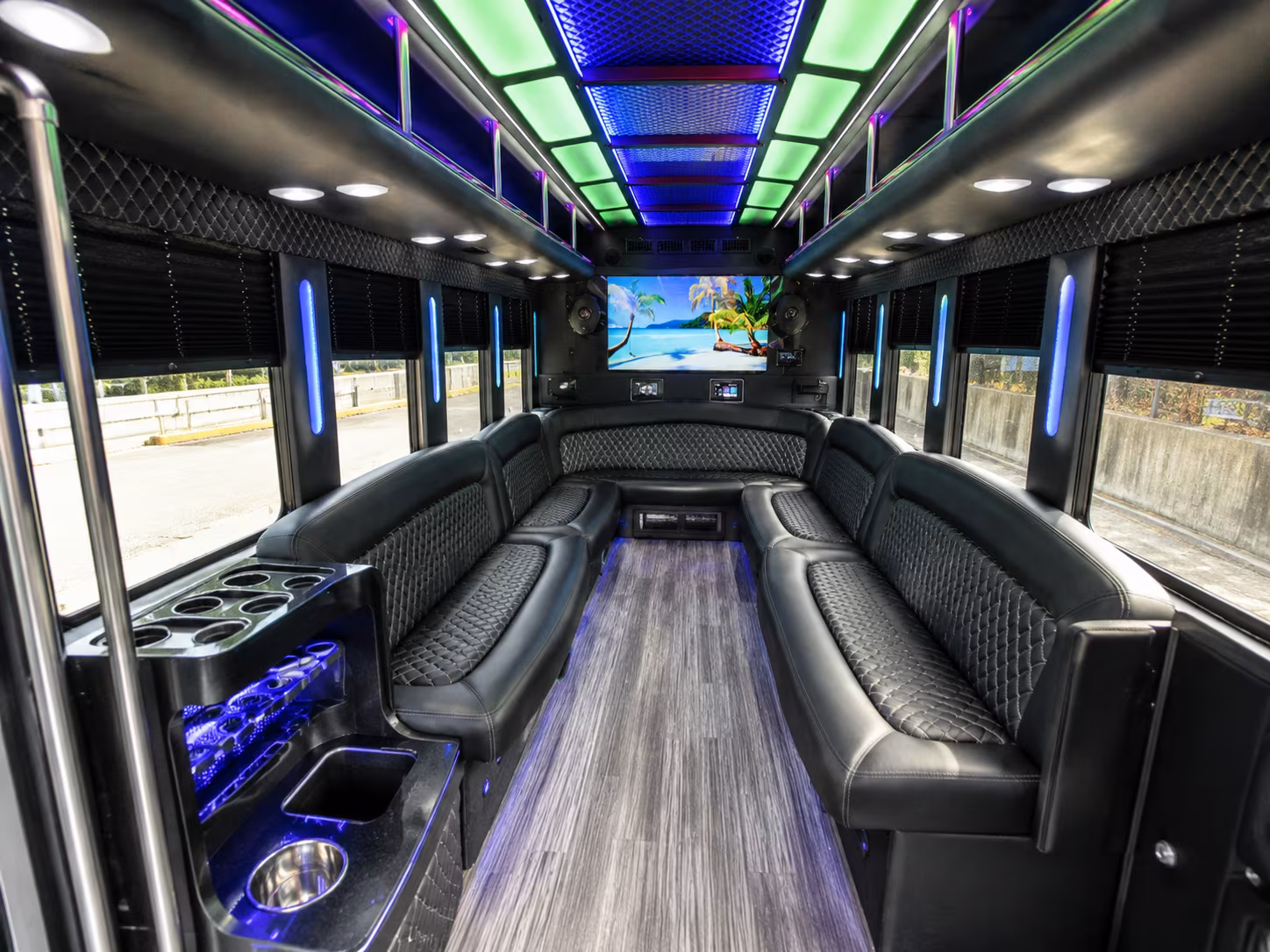 fort worth 18 passenger party bus inside