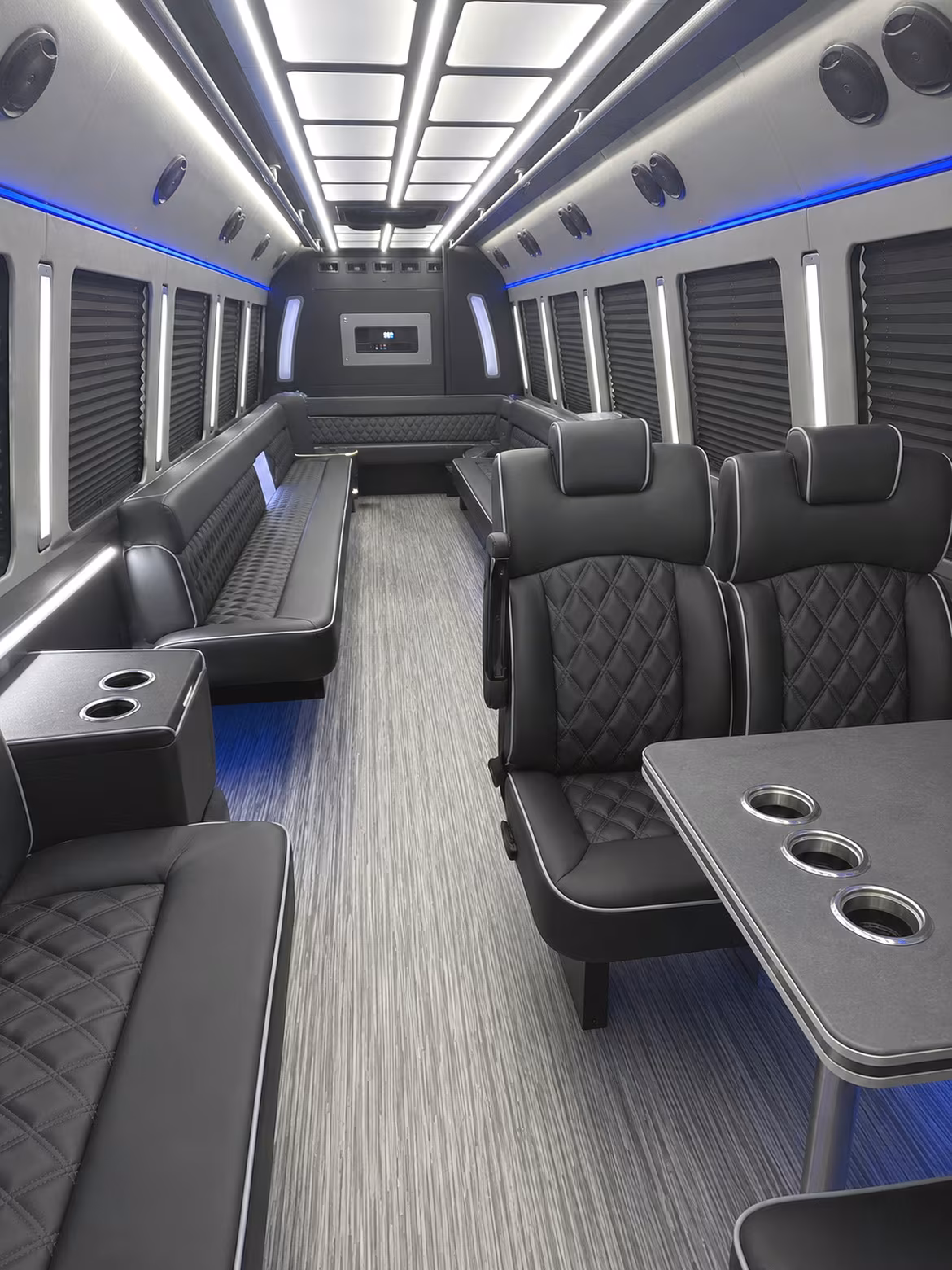 fort worth 25 passenger party bus inside