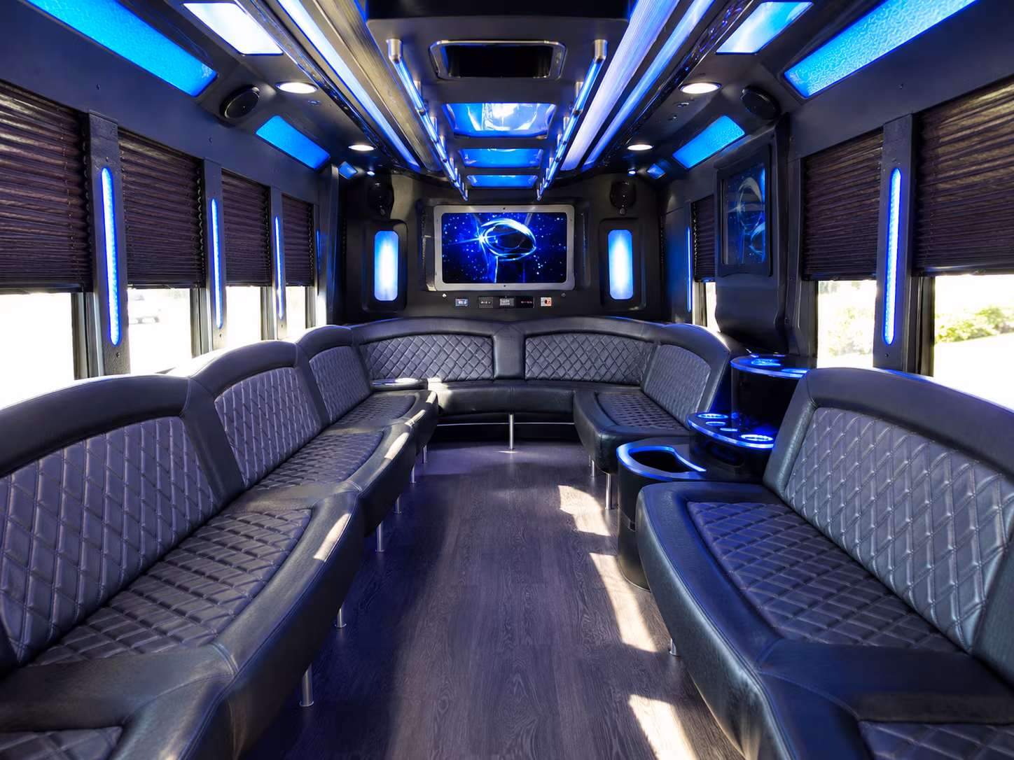 fort worth 28 passenger party bus inside
