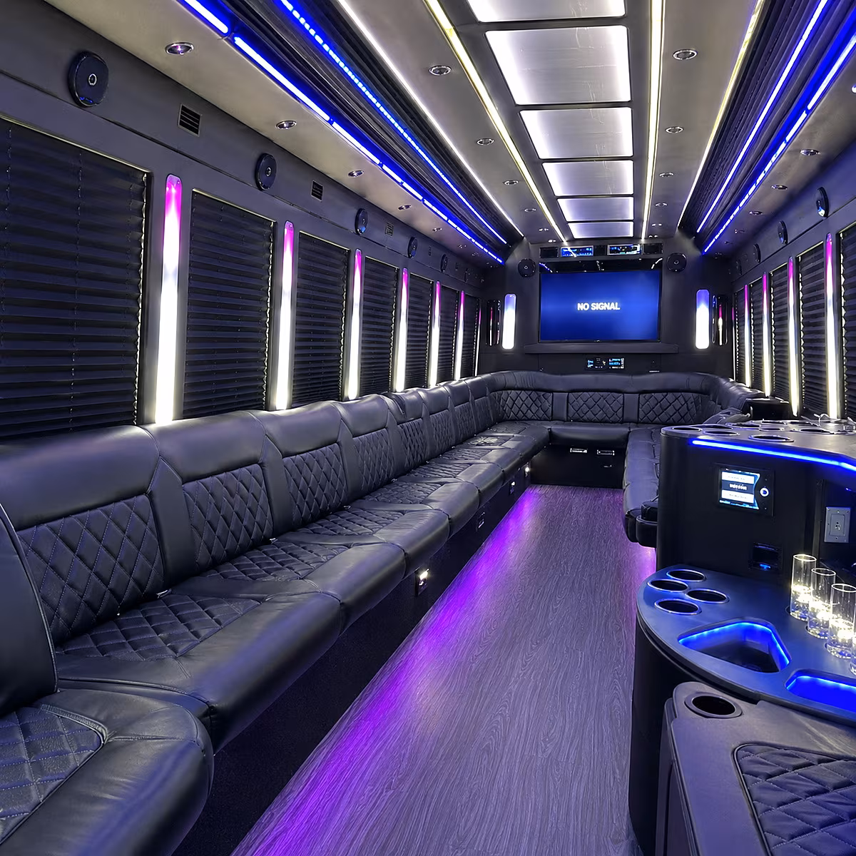 fort worth 30 passenger party bus inside