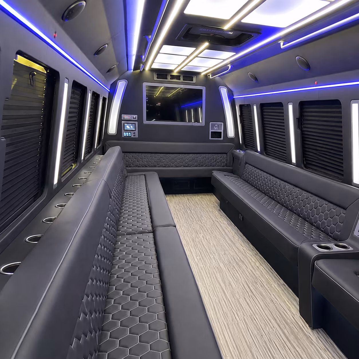 fort worth 40 passenger party bus inside
